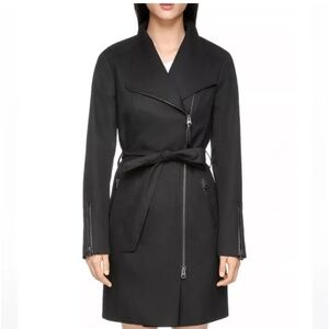 Mackage Leather Trim Zip Trench Coat - Size XS